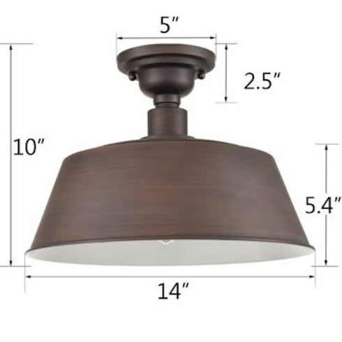 Pozzuoli Semi Flush Mount Ceiling Light ORB Metal Barn Shade Light Fixture